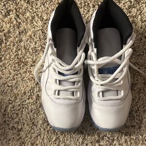 Jordan Kids White and Black Basketball Sneakers with Blue Accent